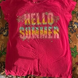 Kids Pink "Hello Summer" Graphic Tee